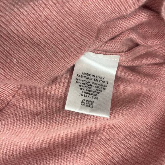 Bianco & Blu Made in Italy Pink Cashmere Silk Blend Sweater Minimalist Sz Large - Picture 7 of 7